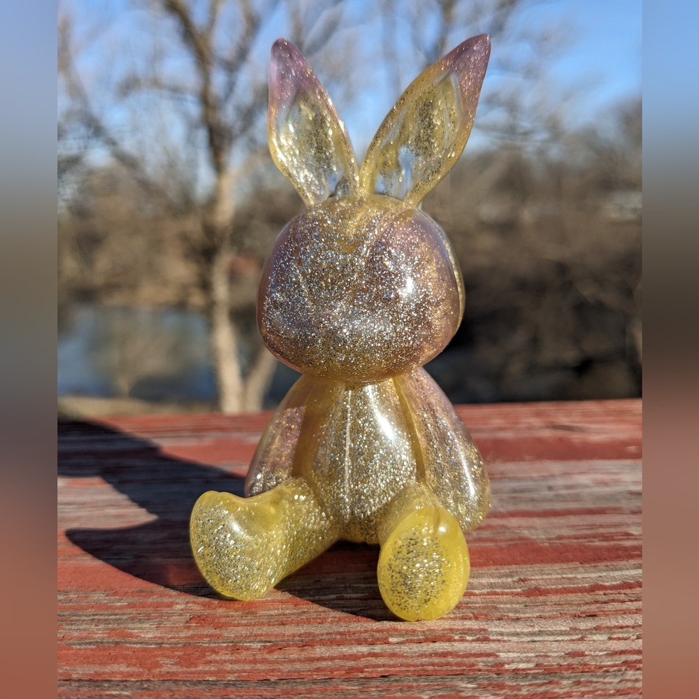 Bunny Magnet Rabbit Gold Sparkly Handmade Cute Resin